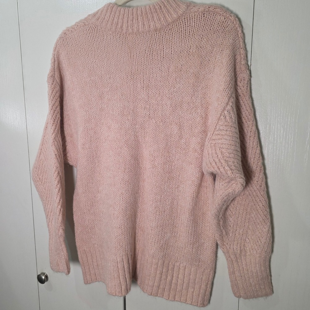 balletcore Liz Claiborne Sweater Women Pink V-Neck Chunky Knit Chevron softgirl - Picture 4 of 8